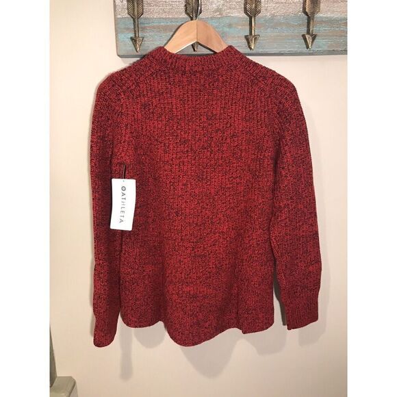 Athleta Sierra Crew Neck Sweater Wool Women's Size XS Flare Hem Marled‎ Red New - Picture 5 of 7